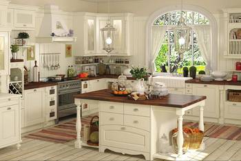 Beautiful design of kitchen in house in Craftsman style.