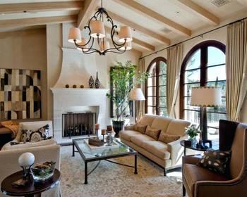Elegant Mediterranean Living Room with Tuscan Motifs