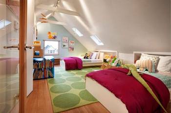 Attic in private house in artistic style.