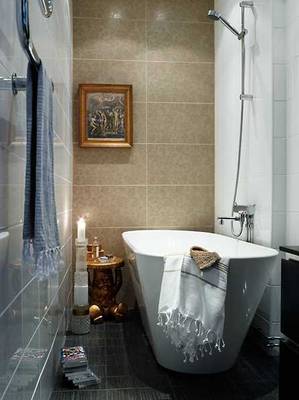 Beautiful interior of bathroom in country house.