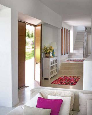 Beautiful example of hallway in private house in contemporary style.