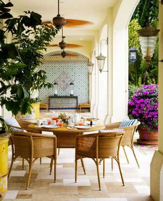 Terrace design in cottage in Mediterranean style.