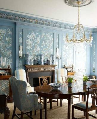 Dining room design in house in Art Nouveau style.