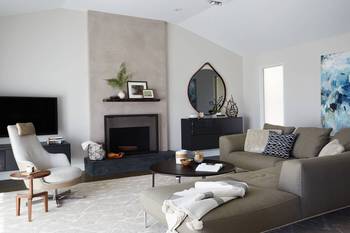 Minimalist living room with neutral palette and textural accents