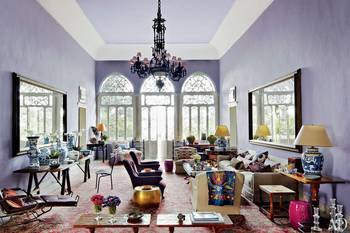 Interior design with purple details.