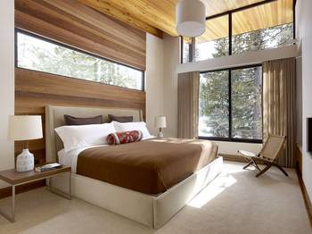Design of bedroom in cottage in contemporary style.