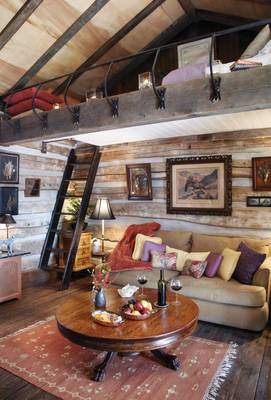 Studio interior in cottage in Chalet style.
