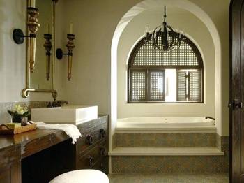 Bathroom example in private house in colonial style.