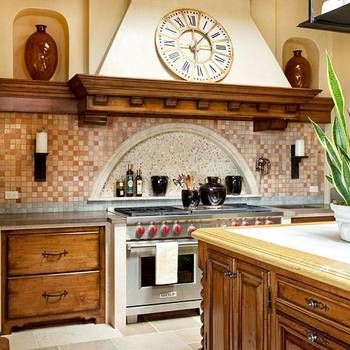 Interior design of kitchen in country house.