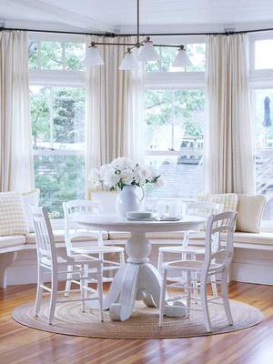 Dining room example in cottage in scandinavian style.