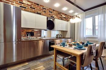 Option of kitchen in house in loft style.