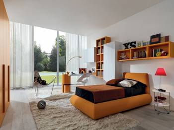 Option of bedroom in house in contemporary style.