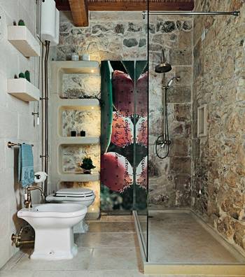 Photo of bathroom in private house in Mediterranean style.