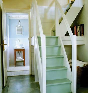 Stairs interior in private house in Craftsman style.