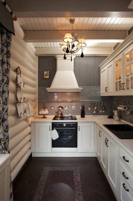 Option of kitchen in private house in artistic style.