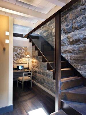 Stairs design in private house in loft style.