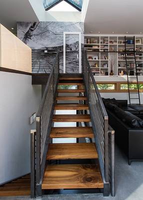 Library design in cottage in contemporary style.
