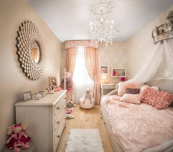 Photo of rose color interior in country house.
