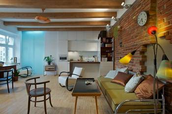 Studio design in private house in loft style.