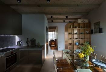 Beautiful example of kitchen in private house in loft style.
