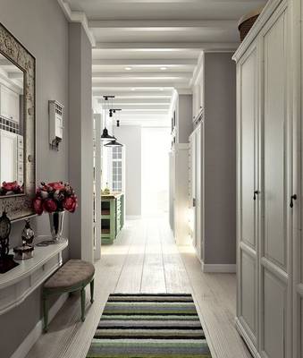 Photo of hallway in country house in artistic style.