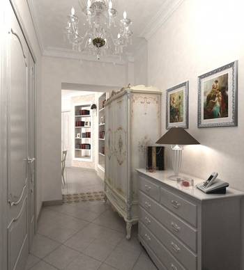 Design of hallway in country house in Craftsman style.