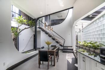 Stairs interior in private house in contemporary style.