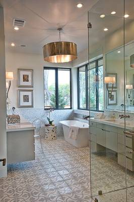 Modern bathroom with panoramic windows: harmony of light and sophisticated design