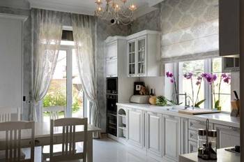 Kitchen design in private house in artistic style.