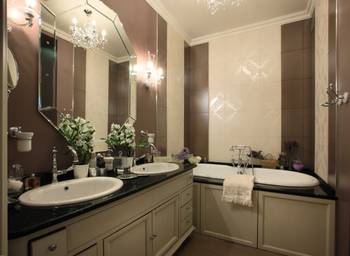 Option of bathroom in private house in Art Deco style.