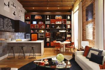 Interior of country house in loft style.