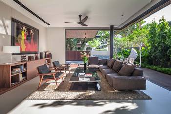 Veranda design in private house in contemporary style.