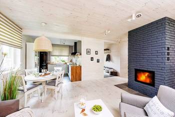 Beautiful example of studio in cottage in scandinavian style.