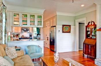 Kitchen design in private house in Craftsman style.