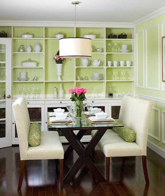 Beautiful example of dining room in house in Craftsman style.