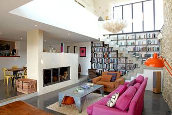Photo of library in country house in contemporary style.