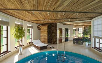 Design of pool in cottage in contemporary style.