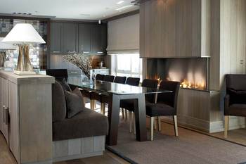 Option of dining room in house in contemporary style.