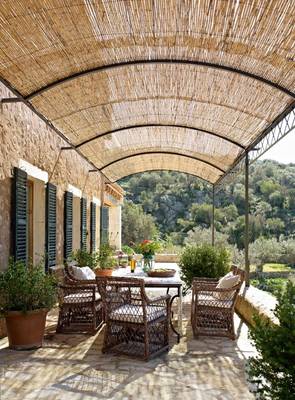 Interior design of terrace in country house.