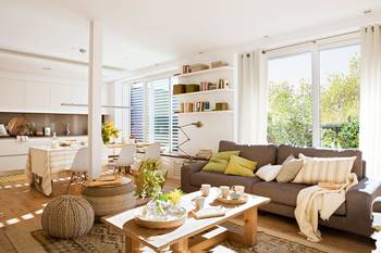 Bright Scandinavian Interior with Open Floor Plan: Harmony of Functionality and Comfort