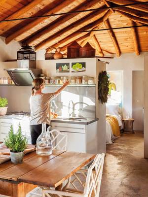 Mediterranean style in cottage interior.