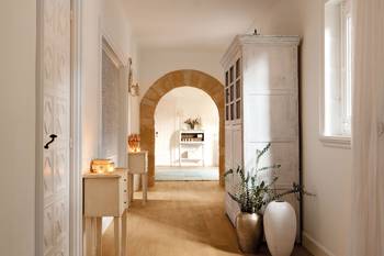 Hallway interior in house in Mediterranean style.