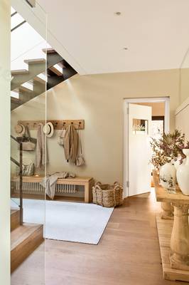 Beautiful example of hallway in cottage in contemporary style.