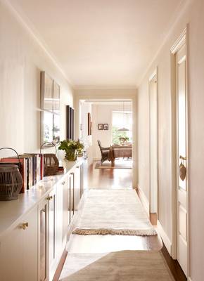 Design of hallway in private house in scandinavian style.