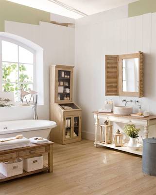 Beautiful design of bathroom in house in Mediterranean style.