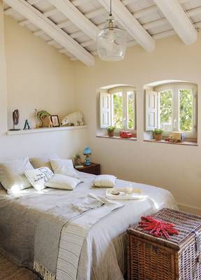 Design of bedroom in house in Mediterranean style.