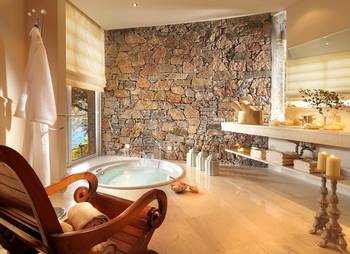 Design of bathroom in private house in artistic style.