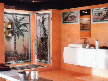 Option of bathroom in private house in ethnic style.