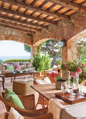 Terrace design in private house in Mediterranean style.