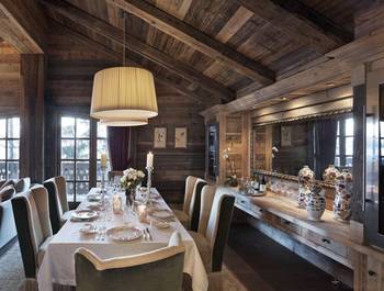 Photo of dining room in country house in Chalet style.